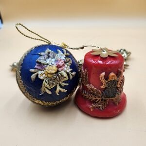 2 Vintage West Germany Zierkerze Decorated Candle Christmas Ornament Victorian